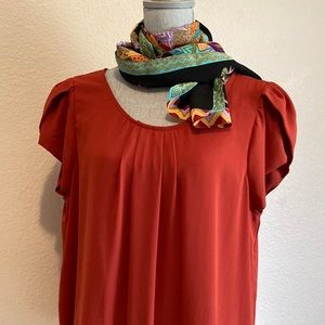 Papermoon Burnt orange split cap sleeve top, size 1X